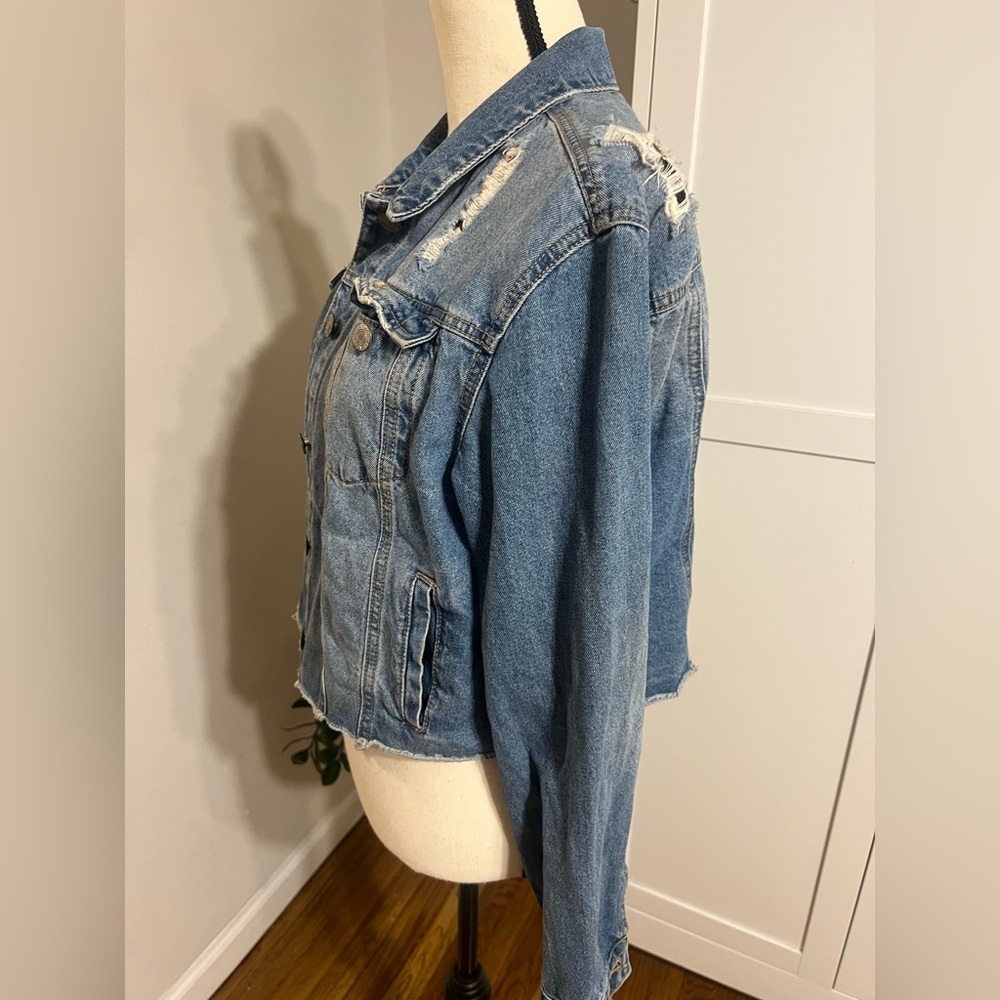 Wax Jean Distressed Blue Denim Jacket - Picture 6 of 14